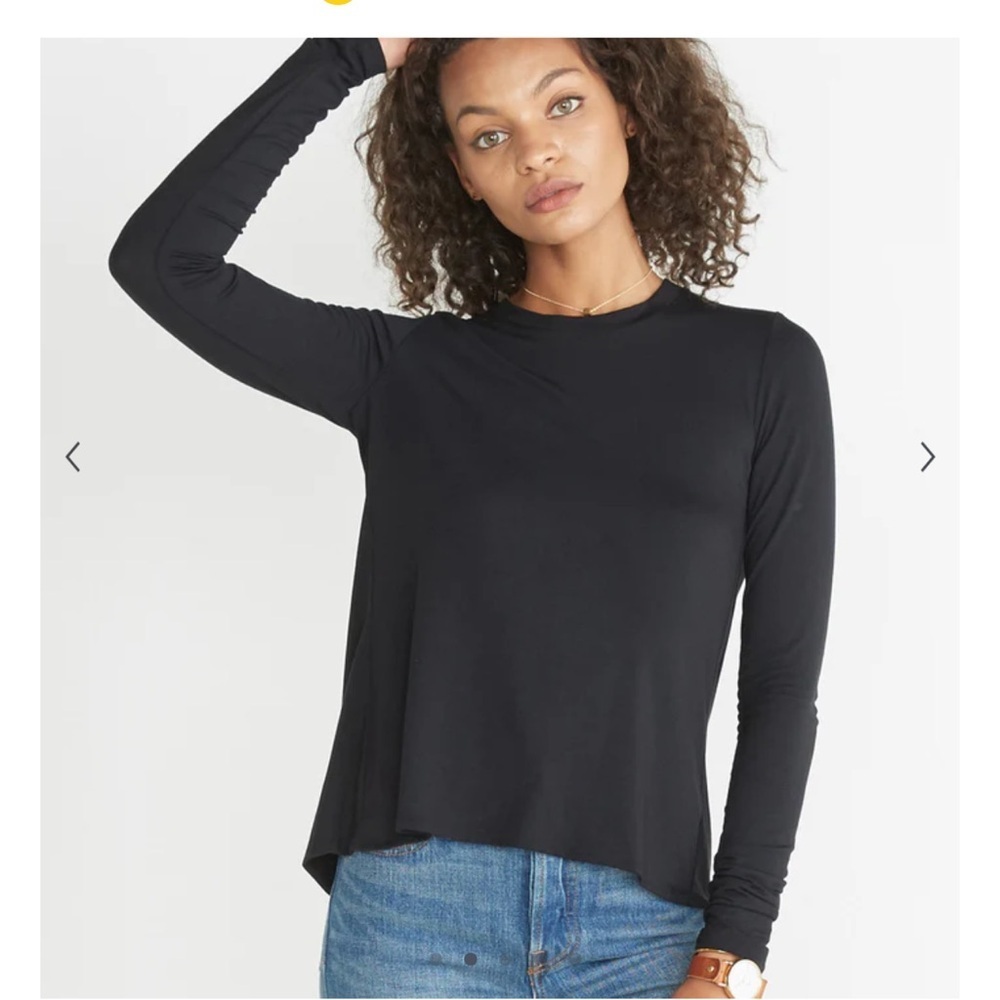 Marine Layer Solid Tulip Back Long sleeve Top Black Size XS